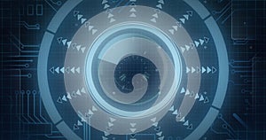 Image of data processing and scope scanning on black background