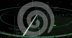 Image of data processing with scope scanning on black background