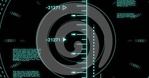 Image of data processing with scope scanning on black background