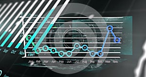 Image of data processing and scope scanning on black background