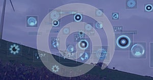 Image of data processing with scope scanning over wind turbines