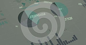 Image of data processing and statistics over grey background