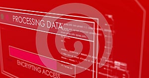 Image of data processing text over screen and computer servers