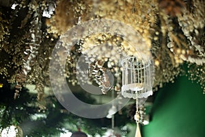 image of decoration bell in the group of dried flowers