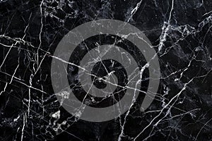 Image of Deep black marble pattern with white veins. Texture for background usage