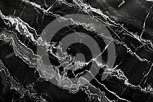 Image of Deep black marble pattern with white veins. Texture for background usage