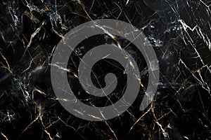 Image of Deep black marble pattern with white veins. Texture for background usage