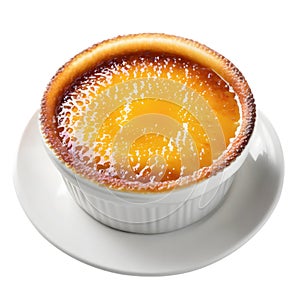 Image of Delicious-looking Cream Brulee. AI-Generated.