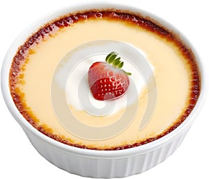 Image of Delicious-looking Cream Brulee. AI-Generated.