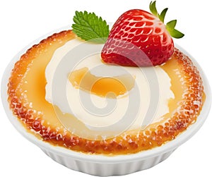 Image of Delicious-looking Cream Brulee. AI-Generated.