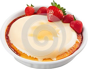 Image of Delicious-looking Cream Brulee. AI-Generated.