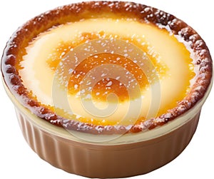 Image of Delicious-looking Cream Brulee. AI-Generated.