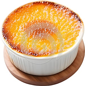 Image of Delicious-looking Cream Brulee. AI-Generated.