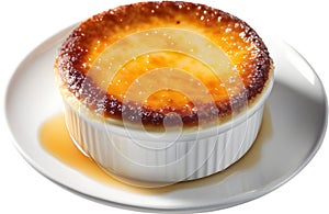 Image of Delicious-looking Cream Brulee. AI-Generated.