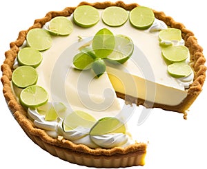 Image of Delicious-looking Key lime pie. AI-Generated.