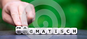 A image depicting the shift from dogmatic to pragmatic t