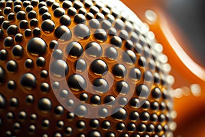 Abstract black bubbles on orange background, Generative AI