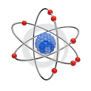 A simplified atomic structure with a nucleus and orbiting electrons