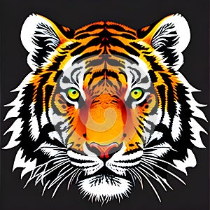 Colorful tiger head illustration generated by ai