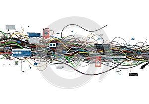 Complex network of wires and components