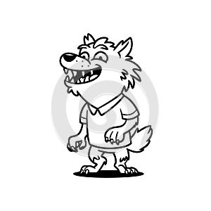 Cartoon Vector Illustration of Happy Wolf in Casual Shirt photo