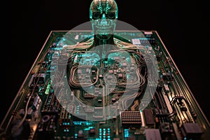 Data memorializing humanity circuit board photo