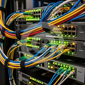 Network switches with multi-colored cables