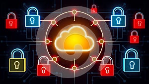 Cloud Security System Network Padlocks Protection
