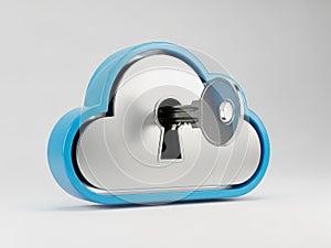 Cloud Security Concept Key to Unlock Data Protection and Confidentiality