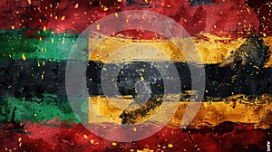 Black History Month Color Flag Background with Red, Yellow, Green, and Black Colors photo