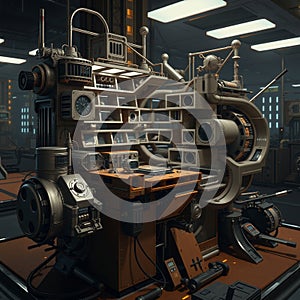 Futuristic Industrial Workstation Environment