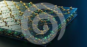 Abstract golden network nanotechnology display