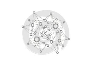 Complex network of interconnected nodes and clusters visualization