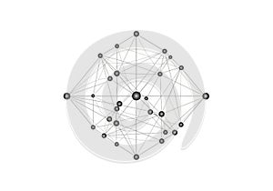 Complex network visualization showing interconnected nodes and relationships
