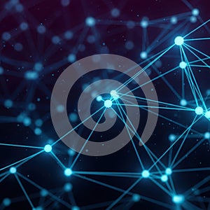 Interconnected network of blue nodes