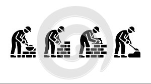 Construction Worker Building Brick Wall Masonry Labors