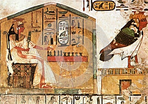 detail of the tomb of queen nefertari meretenmut, in the valley of the kings, egypt