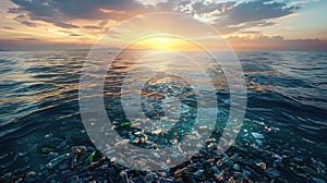 Polluted Ocean Floor with Plastic Waste, Generated with AI