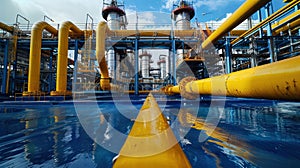 Maximizing Production: Efficient Gas & Oil Refinery Process with Industrial Pipeline photo
