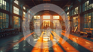 Empty Gym at Sunrise - Generative AI