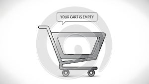 An empty shopping cart with a notification that it is empty
