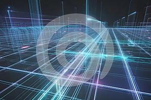 Abstract network of interconnected digital pathways