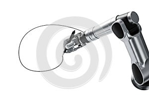 Industrial robot arm performing precision task