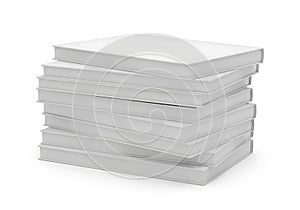 Stack of white binders isolated on white background