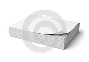 Stack of blank white paper isolated on white background