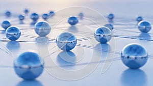 Network of connected blue spheres representing artificial intelligence - AI generated