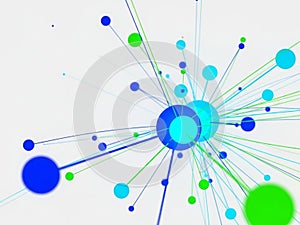 Complex network visualization of interconnected nodes and clusters in a digital space