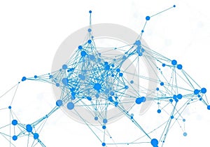 Complex network visualization showing interconnected nodes and relationships