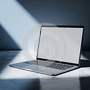 Open Laptop on Marble Surface