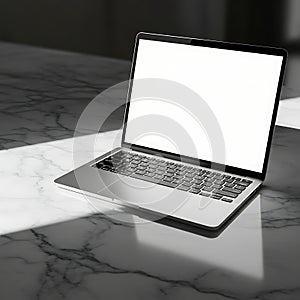 Open Laptop on Marble Surface